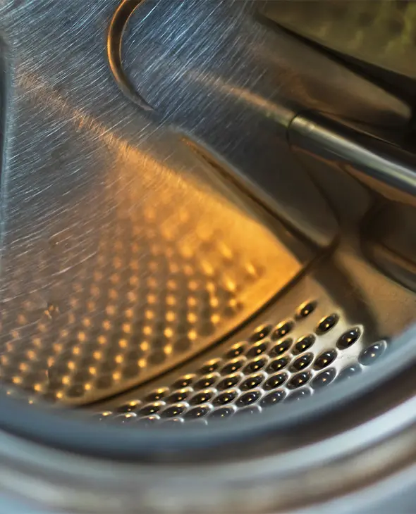 Een close-up van een wasmachine